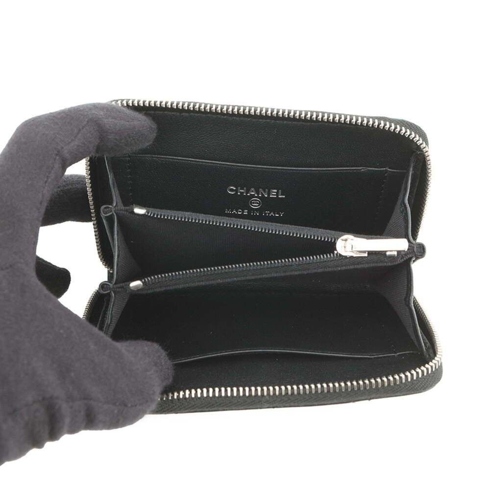 CHANEL Black Lambskin Leather Logo Wallet - Picture 4 of 10